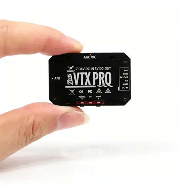 HGLRC Zeus VTX PRO 1.6W 5.8GHz 40CH FPV Transmitter with PIT/25/400/800/1600mW, IRC Tramp, Built-in Mic, MMCX, 7-36V, 5V 500mA Out, 2020mm, 13g for Long-Range Racing Drone