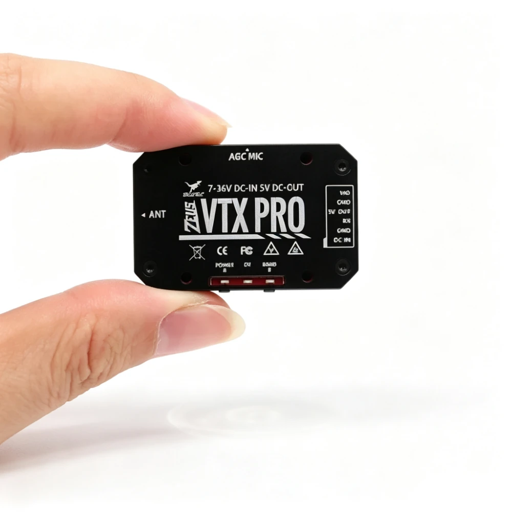 HGLRC Zeus VTX PRO 1.6W 5.8GHz 40CH FPV Transmitter with PIT/25/400/800/1600mW, IRC Tramp, Built-in Mic, MMCX, 7-36V, 5V 500mA Out, 2020mm, 13g for Long-Range Racing Drone
