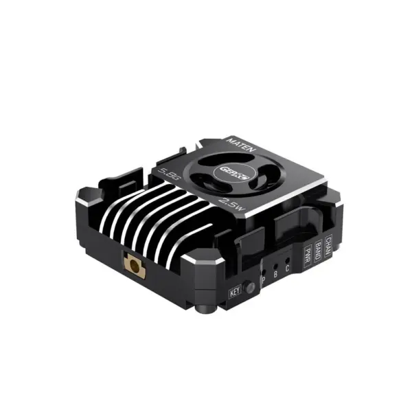 GEPRC MATEN 2.5W VTX PRO 5.8GHz 48CH FPV Transmitter Support Pit/25/200/600/1600/2500mW, IRC Tramp, Built-in Mic, Active Fan, CNC Aluminum, MMCX, 7-36V, 5V 600mA Out, 2020/30.530.5mm, 17g for Long-Range Drone